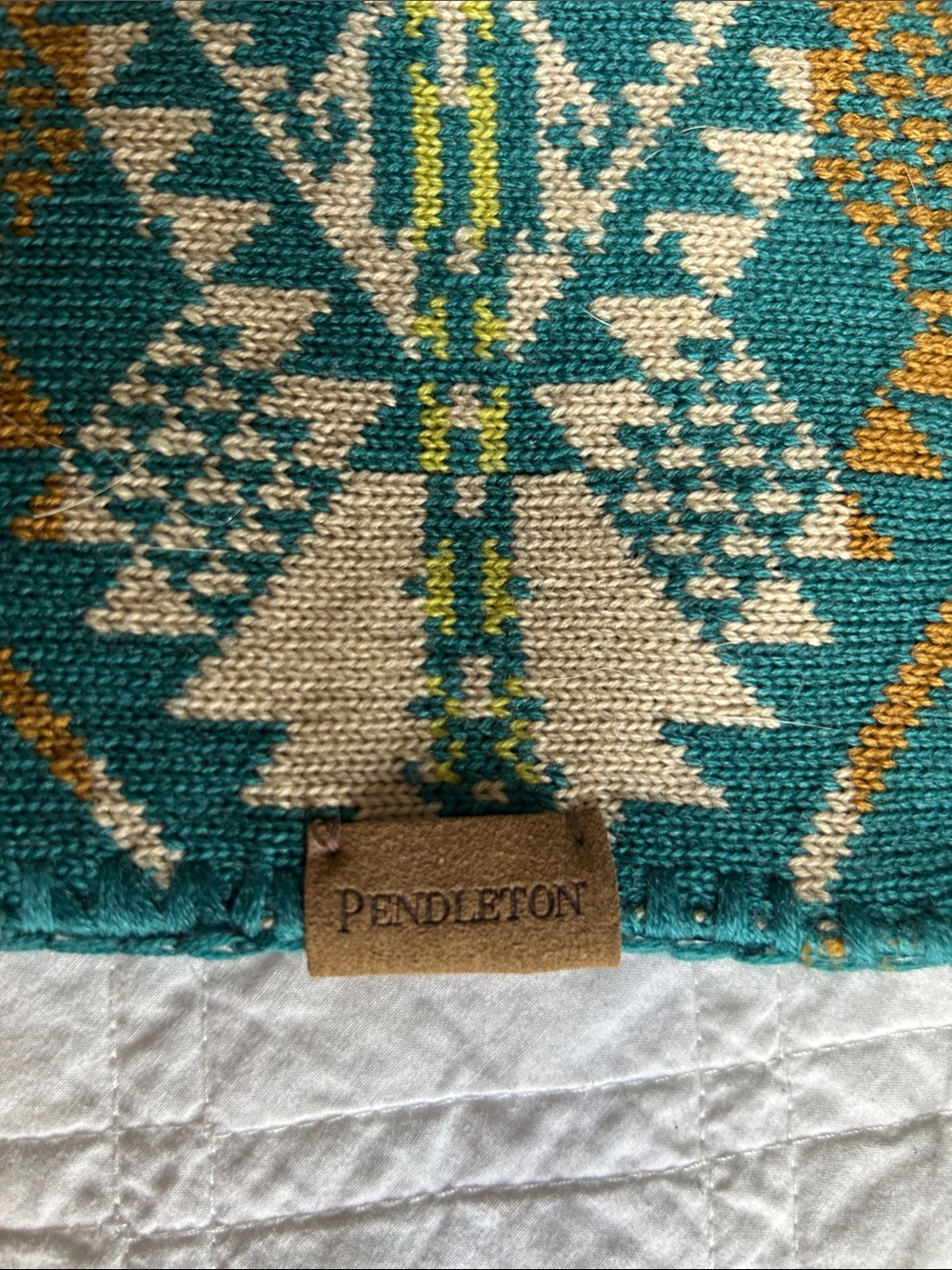 Pendleton Teal Aztec-Pattern Scarf - Picture 2 of 5
